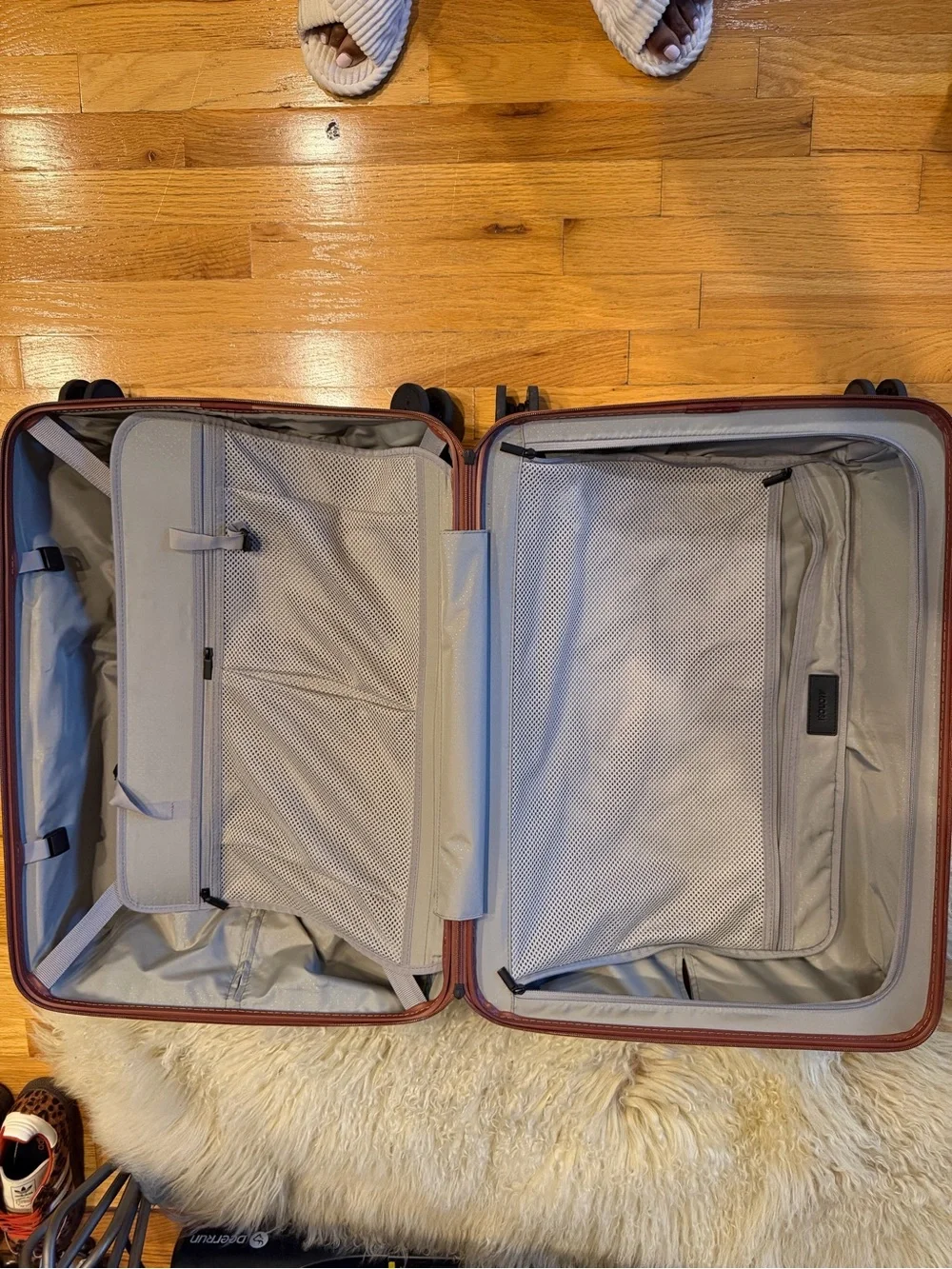 Monos medium check in 24” terracotta color suitcase LIKE NEW